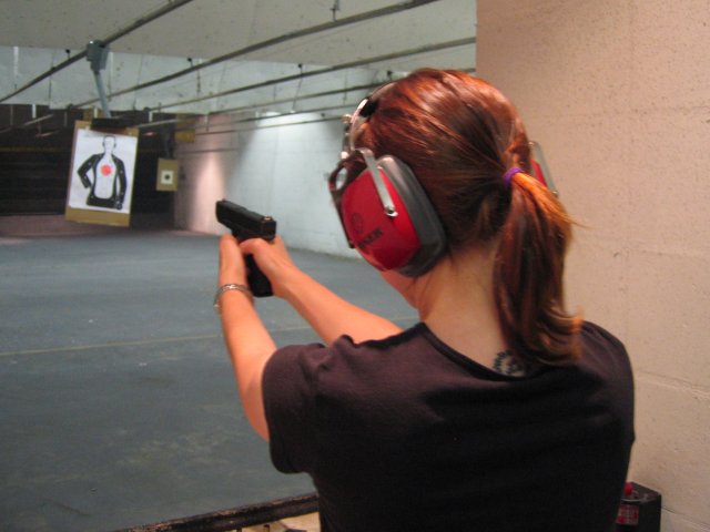 guns Girls at range shooting