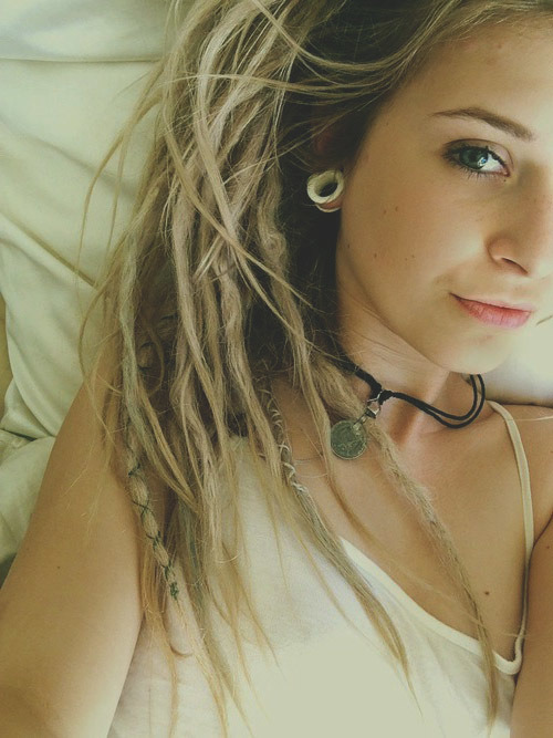 with Blonde dreads girl