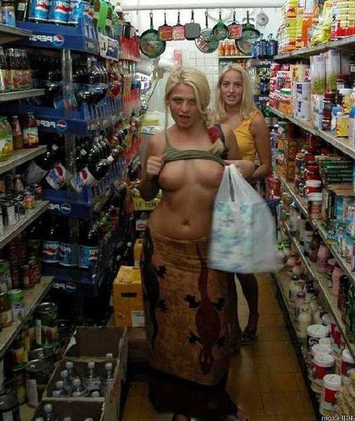 grocery Naked store in woman